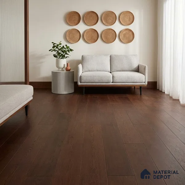 Hardwood Engineered Floor EF 00065 C Slimy Prime Mahogany Walnut (24-75 inch) x 5 inch (600-1900 mm)x125 mm - 14 mm | Multilayer Flooring | 3 mm Top Layer | Random Sizes