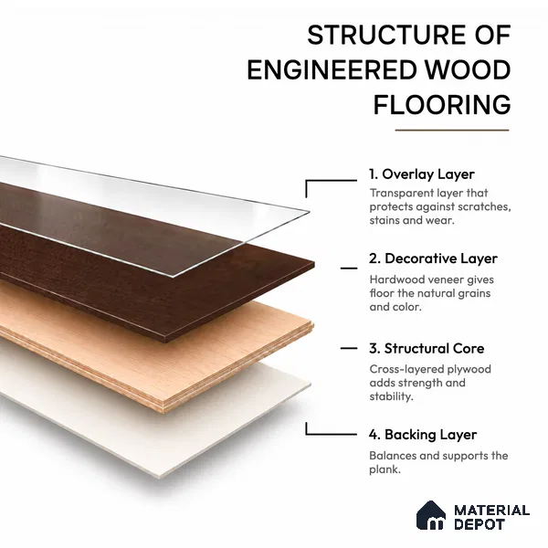 Hardwood Engineered Floor EF 00065 C Slimy Prime Mahogany Walnut (24-75 inch) x 5 inch (600-1900 mm)x125 mm - 14 mm | Multilayer Flooring | 3 mm Top Layer | Random Sizes