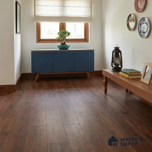 HDF Real Wood Matte Surface Laminate Wood Floor AC5 Grade LF 00339 C Evoke Dark Walnut 48 x 7 inch (1217x168 mm) - 12 mm | Aqua Protect 12 Hours Water Resistance | Anti Static and Stain Resistant | 0.5 mm V Groove | Embossed In Register (EIR) Surface | Uniclic Installation | 36 Plank Variations | 20 Years Warranty