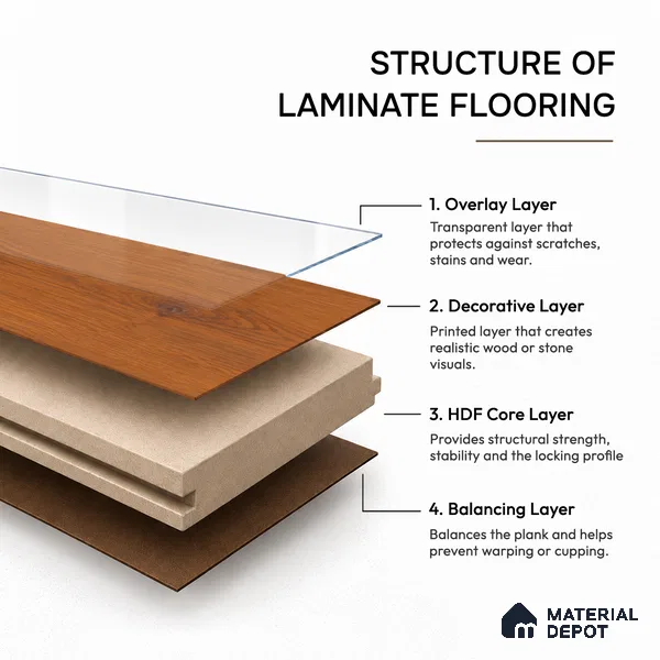 HDF Original Walnut Laminate Wood Floor 48 x 7 inch - 12 mm | LF 00339 | 20 Years Warranty AC5 Grade | 12 Hours+ Water Resistance | DIY Uniclic Installation | Suitable For Living Room, Bedroom & Office | 12 Plank Variations