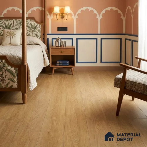 Hybrid HDF Real Wood Touch Surface Laminate Wood Floor AC5 Grade LF 00341 Immenso Golden Walnut 73 x 9 inch (1845x235 mm) - 10 mm | 100% Water Proof | Anti Static and Stain Resistant | 0.5 mm V Groove | 2G Click Locking Installation | 36 Plank Variations | 25 Years Warranty