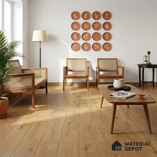 HDF Oatmeal Oak Laminate Wood Floor 48 x 8 inch - 12 mm | LF 00333 E | 20 Years Warranty AC5 Grade | 12 Hours+ Water Resistance | DIY Uniclic Installation | Suitable For Living Room, Bedroom & Office | 14 Plank Variations