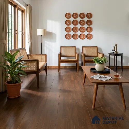 HDF River Walnut Laminate Wood Floor 48 x 8 inch - 12 mm | LF 00333 F | 20 Years Warranty AC5 Grade | 12 Hours+ Water Resistance | DIY Uniclic Installation | Suitable For Living Room, Bedroom & Office | 14 Plank Variations