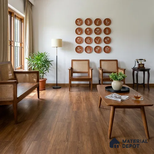 HDF Laminate Wood Floor AC5 Grade LF 00333 G Radiance Luxe Walnut 48 x 8 inch (1217x197 mm) - 12 mm | Aqua Protect 12 Hours Water Resistance | Anti Static and Stain Resistant | 0.5 mm V Groove | Real Wood Touch Surface | Uniclic Installation | 14 Plank Variations | 20 Years Warranty