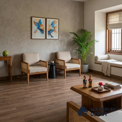 Hybrid HDF Laminate Wood Floor AC5 Grade LF 00349 D Refined Natural English Walnut 71 x 8 inch (1815x196 mm) - 12 mm | 100 HRS Spill Proof | EIR Surface | Anti Static and Stain Resistant | 0.5 mm Small V Groove | Uniclic