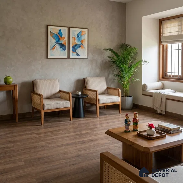 Hybrid HDF Laminate Wood Floor AC5 Grade LF 00349 D Refined Natural English Walnut 71 x 8 inch (1815x196 mm) - 12 mm | 100 HRS Spill Proof | EIR Surface | Anti Static and Stain Resistant | 0.5 mm Small V Groove | Uniclic