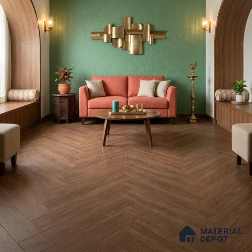 Hybrid HDF Laminate Wood Floor AC5 Grade LF 00361 B Opulent Cappuccino Walnut (600x100 mm) - 12 mm | 100 HRS Spill Proof | EIR Surface | Anti Static and Stain Resistant | 0.5 mm Small V Groove | Uniclic