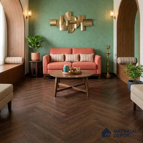 Hybrid HDF Laminate Wood Floor AC5 Grade LF 00361 E Opulent Royal Walnut (600x100 mm) - 12 mm | 100 HRS Spill Proof | EIR Surface | Anti Static and Stain Resistant | 0.5 mm Small V Groove | Uniclic