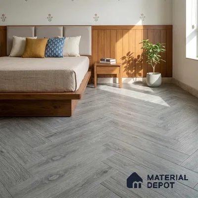 HDF Herringbone Real Wood Matte Surface Laminate Wood Floor AC5 Grade LF 00338 B Beaconia Cemento Spa 19 x 4 inch (470x95 mm) - 12 mm | Aqua Protect 12 Hours Water Resistance | Anti Static and Stain Resistant | 0.5 mm V Groove | Real Wood Touch Surface | Uniclic Installation | 36 Plank Variations | 20 Years Warranty