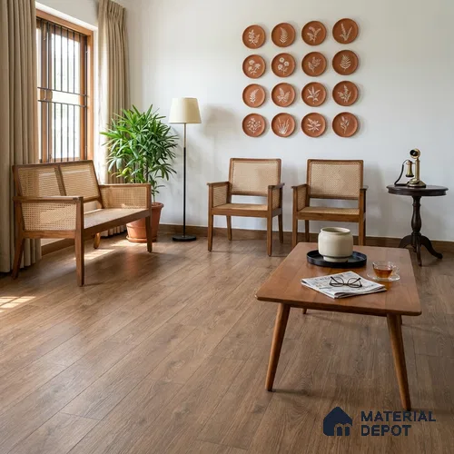 HDF Real Wood Matte Surface Laminate Wood Floor AC5 Grade LF 00335 E Royale Volga 48 x 9 inch (1215x240 mm) - 12 mm | Valinge Click Wax Locking Aqua Protect 12 Hours Water Resistance | Anti Static and Stain Resistant | 0.5 mm U Groove | Real Wood Touch Surface | Uniclic Installation | 12 Plank Variations | 25 Years Warranty