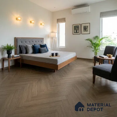 Hybrid HDF Umber Mystique Laminate Wood Floor 24 x 4 inch - 8 mm | LF 00343 F | 25 Years Warranty AC5 Grade | 100 Hours+ Water Proof | DIY Unilin Click Installation | Suitable For Living Room, Bedroom, Kitchen & Office | 48 Plank Variations