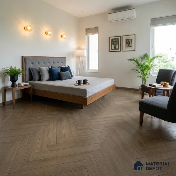 Hybrid HDF Umber Mystique Laminate Wood Floor 24 x 4 inch - 8 mm | LF 00343 F | 25 Years Warranty AC5 Grade | 100 Hours+ Water Proof | DIY Unilin Click Installation | Suitable For Living Room, Bedroom, Kitchen & Office | 48 Plank Variations