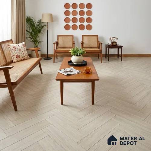 Hybrid HDF Herringbone Embossed Laminate Wood Floor AC5 Grade LF 00344 C Livanti Silver Grey Walnut 24 x 4 inch (600x100 mm) - 10 mm | 100 HRS Spill Proof | ESCT Technology | Anti Static and Stain Resistant | 0.5 mm V Groove | 2G Click Lock | 36 Plank Variations | 25 Years Guarantee