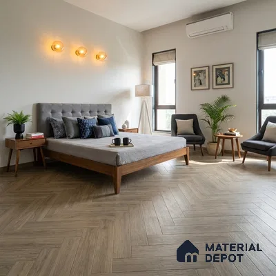 Hybrid HDF Herringbone Embossed Laminate Wood Floor AC5 Grade LF 00344 D Livanti Vintage Walnut 24 x 4 inch (600x100 mm) - 10 mm | 100 HRS Spill Proof | ESCT Technology | Anti Static and Stain Resistant | 0.5 mm V Groove | 2G Click Lock | 36 Plank Variations | 25 Years Guarantee