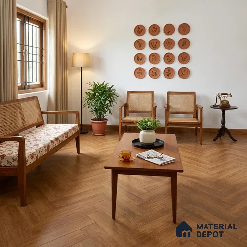 Hybrid HDF Herringbone Embossed Laminate Wood Floor AC5 Grade LF 00344 F Livanti Espresso Walnut 24 x 4 inch (600x100 mm) - 10 mm | 100 HRS Spill Proof | ESCT Technology | Anti Static and Stain Resistant | 0.5 mm V Groove | 2G Click Lock | 36 Plank Variations | 25 Years Guarantee