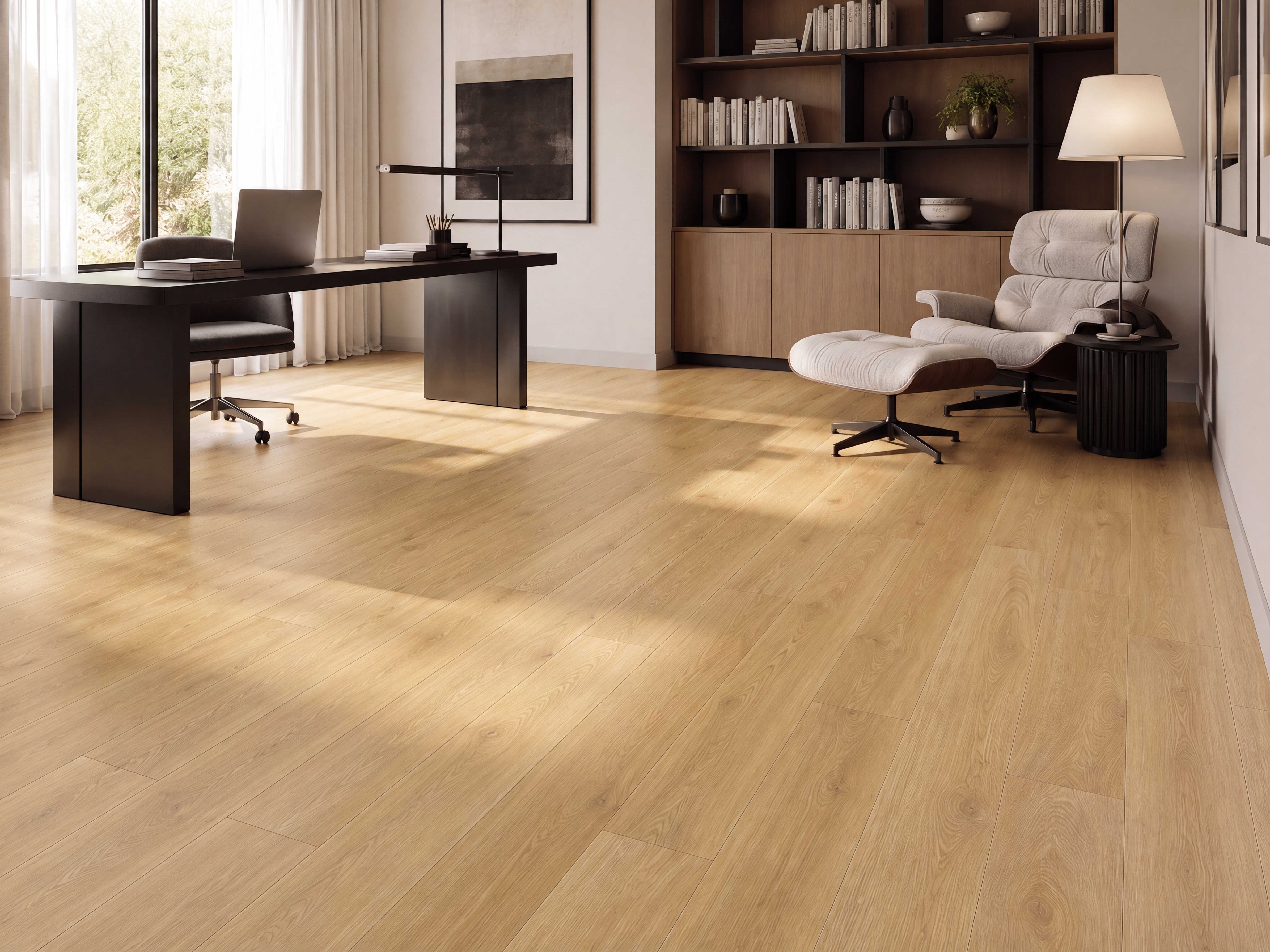 Hybrid HDF Laminate Wood Floor AC5 Grade LF 00345 C Grandios Whispering Wheat 73 x 9 inch (1845x235 mm) - 10 mm | 100 HRS Spill Proof | EIR Surface | Anti Static and Stain Resistant | 0.5 mm V Groove | Uniclic | 36 Plank Variations