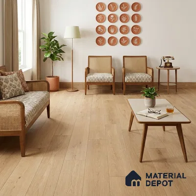 Hybrid HDF Sunlit Glade Laminate Wood Floor 73 x 9 inch - 10 mm | LF 00345 | 25 Years Warranty AC5 Grade | 100 Hours+ Water Proof | DIY Unilin Click Installation | Suitable For Living Room, Bedroom, Kitchen & Office | 36 Plank Variations