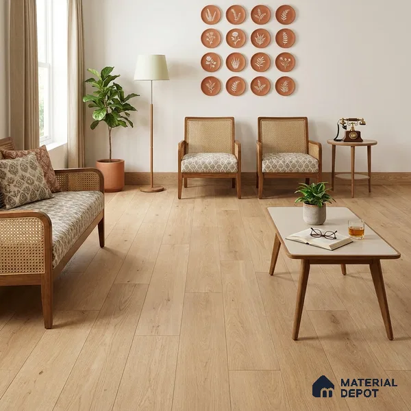 Hybrid HDF Sunlit Glade Laminate Wood Floor 73 x 9 inch - 10 mm | LF 00345 | 25 Years Warranty AC5 Grade | 100 Hours+ Water Proof | DIY Unilin Click Installation | Suitable For Living Room, Bedroom, Kitchen & Office | 36 Plank Variations