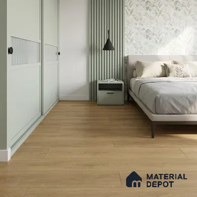 Hybrid HDF Sunlit Glade Laminate Wood Floor 73 x 9 inch - 10 mm | LF 00345 | 25 Years Warranty AC5 Grade | 100 Hours+ Water Proof | DIY Unilin Click Installation | Suitable For Living Room, Bedroom, Kitchen & Office | 36 Plank Variations