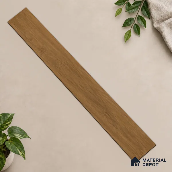 Hybrid Laminate Wood Floor AC5 Grade LF 00363 E Citadel Brown 24 x 4 inch (600x100 mm) - 8 mm | 0.5 mm V Groove | Real Wood Touch Surface | Uniclic Installation