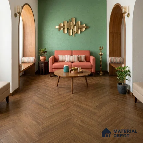 Hybrid Laminate Wood Floor AC5 Grade LF 00363 Redstone Guard 24 x 4 inch (600x100 mm) - 8 mm | 0.5 mm V Groove | Real Wood Touch Surface | Uniclic Installation