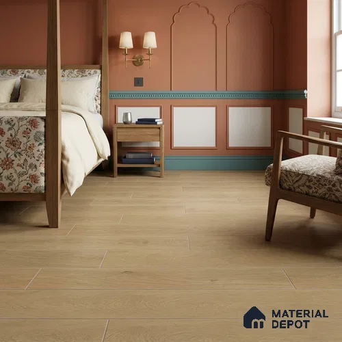 Hybrid Laminate Wood Floor AC5 Grade LF 00359 E Amber Nexus 48 x 8 inch (1216x195 mm) - 8 mm | 0.5 mm V Groove | Real Wood Touch Surface | Uniclic Installation