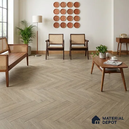 Laminate Wood Floor AC5 Grade LF 00358 G Baltic Elegance Herringbone 19 x 4 inch (470x95 mm) - 8.3 mm | 0.5 mm V Groove | Real Wood Touch Surface | Uniclic Installation