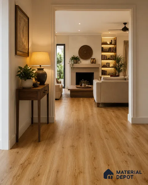 HDF Natural Halifax Oak Laminate Wood Floor 48 x 8 inch - 8 mm | LF 00318 F | 15 Years Guarantee AC4 Grade | 12 Hours+ Water Resistance | DIY Double Click Installation | Suitable For Living Room, Bedroom & Office | 8 Plank Variations