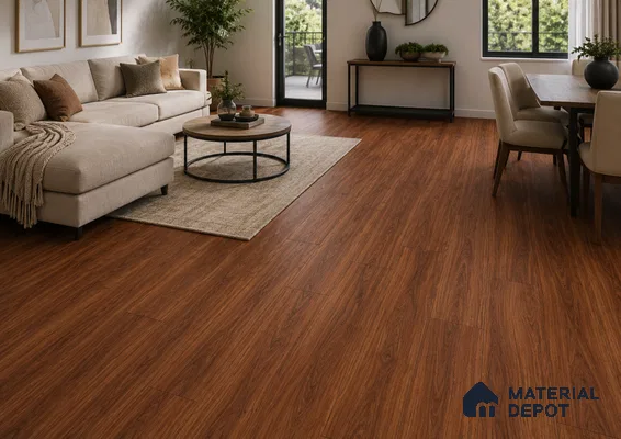 HDF Borneo Merbau Laminate Wood Floor 48 x 8 inch - 8 mm | LF 00319 C | 15 Years Guarantee AC4 Grade | 12 Hours+ Water Resistance | DIY Double Click Installation | Suitable For Living Room, Bedroom & Office | 8 Plank Variations