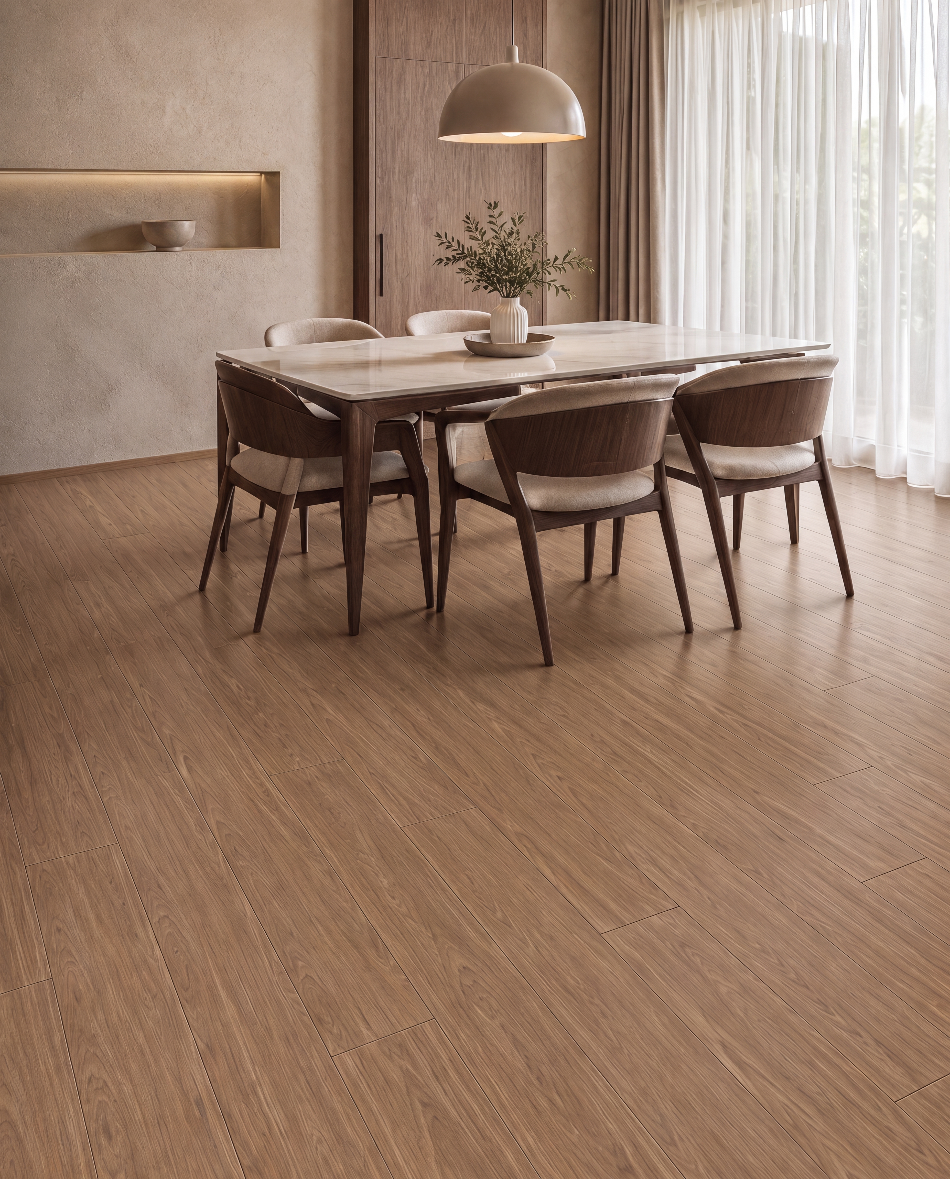 HDF Real Groove Laminate Wood Floor AC5 Grade LF 00325 D Ascenso Espresso Walnut 48 x 5 inch (1215x128 mm) - 8 mm | Aqua Protect 12 Hours Water Resistance | Anti Static and Stain Resistant | 0.5 mm V Groove | Real Wood Touch Surface | Uniclic Installation | 12 Plank Variations | 20 Years Guarantee