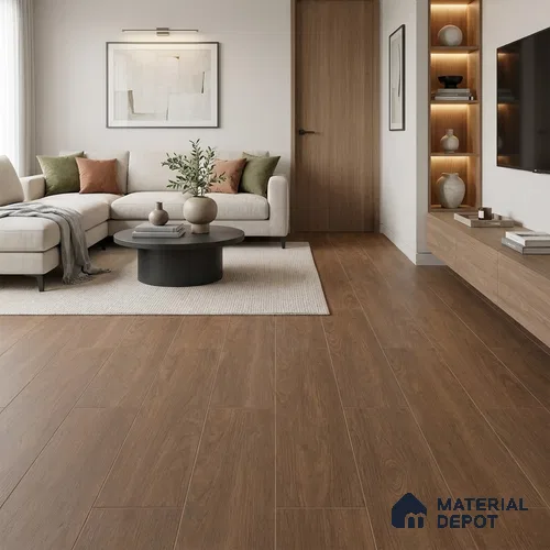 HDF Real Groove Laminate Wood Floor AC5 Grade LF 00325 F Ascenso Graphite Walnut 48 x 5 inch (1215x128 mm) - 8 mm | Aqua Protect 12 Hours Water Resistance | Anti Static and Stain Resistant | 0.5 mm V Groove | Real Wood Touch Surface | Uniclic Installation | 12 Plank Variations | 20 Years Guarantee
