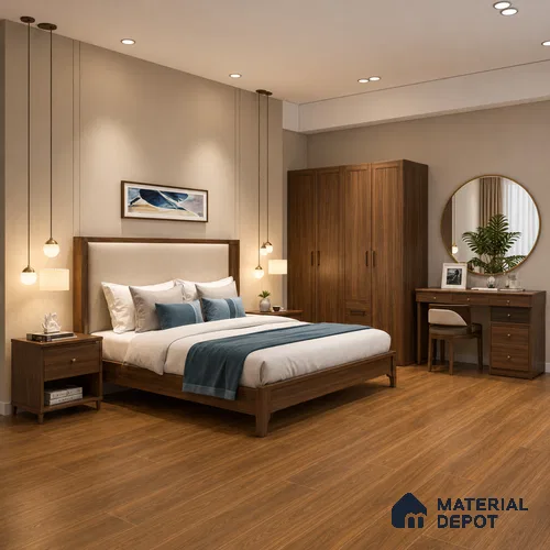 HDF Real Groove Laminate Wood Floor AC5 Grade LF 00325 Ascenso Bergamo Walnut 48 x 5 inch (1215x128 mm) - 8 mm | Aqua Protect 12 Hours Water Resistance | Anti Static and Stain Resistant | 0.5 mm V Groove | Real Wood Touch Surface | Uniclic Installation | 12 Plank Variations | 20 Years Guarantee