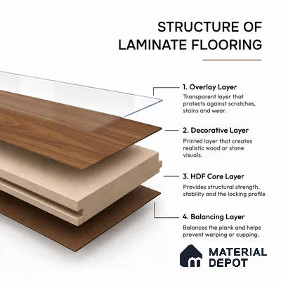 HDF Bergamo Walnut Laminate Wood Floor 48 x 5 inch - 8 mm | LF 00325 | 20 Years Guarantee AC5 Grade | 12 Hours+ Water Resistance | DIY Uniclic Installation | Suitable For Living Room, Bedroom & Office | 12 Plank Variations
