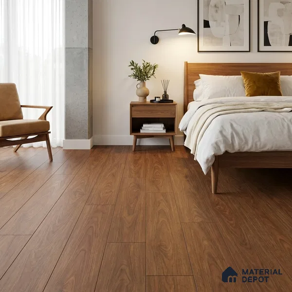 HDF Bergamo Walnut Laminate Wood Floor 48 x 5 inch - 8 mm | LF 00325 | 20 Years Guarantee AC5 Grade | 12 Hours+ Water Resistance | DIY Uniclic Installation | Suitable For Living Room, Bedroom & Office | 12 Plank Variations