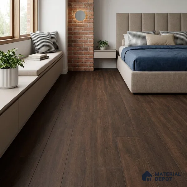 HDF Sunset Boulevard Dark Oak Laminate Wood Floor 48 x 8 inch - 8 mm | LF 00320 B | 25 Years Warranty AC4 Grade | 12 Hours+ Water Resistance | DIY Double Click Installation | Suitable For Living Room, Bedroom & Office | 10 Plank Variations