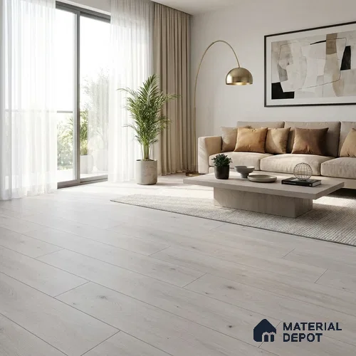 HDF Silver Grey Oak Laminate Wood Floor 48 x 8 inch - 8 mm | LF 00320 D | 25 Years Warranty AC4 Grade | 12 Hours+ Water Resistance | DIY Double Click Installation | Suitable For Living Room, Bedroom & Office | 10 Plank Variations