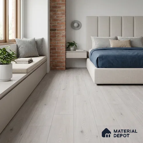 HDF Silver Grey Oak Laminate Wood Floor 48 x 8 inch - 8 mm | LF 00320 D | 25 Years Warranty AC4 Grade | 12 Hours+ Water Resistance | DIY Double Click Installation | Suitable For Living Room, Bedroom & Office | 10 Plank Variations