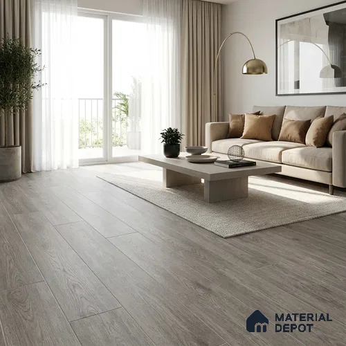 HDF Real Wood Matte Surface Laminate Wood Floor AC4 Grade LF 00320 E Memento Magestic Grey 48 x 8 inch (1217x196 mm) - 8 mm | Aqua Protect 12 Hours Water Resistant | 20 Years Warranty | Anti Static and Stain Resistant | Straight Edge | Wood Embossed Surface | Double Click Installation | 10 Plank Variations