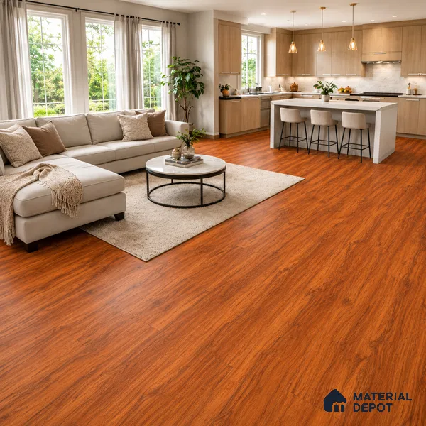 HDF Real Wood Matte Surface Laminate Wood Floor AC4 Grade LF 00320 H Memento Brazilian Cherry 48 x 8 inch (1217x196 mm) - 8 mm | Aqua Protect 12 Hours Water Resistant | 20 Years Warranty | Anti Static and Stain Resistant | Straight Edge | Wood Embossed Surface | Double Click Installation | 10 Plank Variations