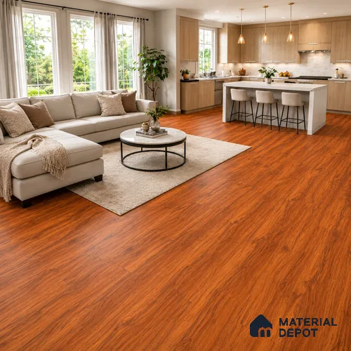 HDF Brazilian Cherry Laminate Wood Floor 48 x 8 inch - 8 mm | LF 00320 H | 25 Years Warranty AC4 Grade | 12 Hours+ Water Resistance | DIY Double Click Installation | Suitable For Living Room, Bedroom & Office | 10 Plank Variations