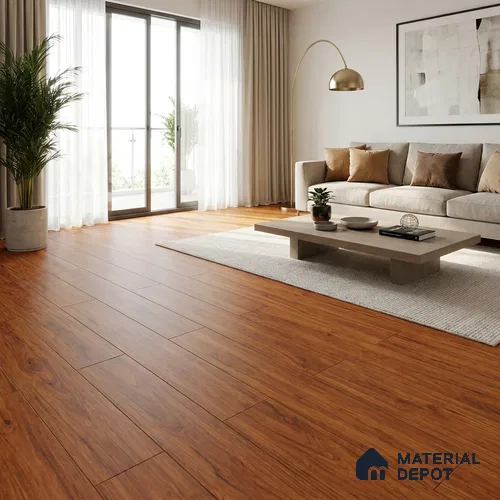 HDF Brazilian Cherry Laminate Wood Floor 48 x 8 inch - 8 mm | LF 00320 H | 25 Years Warranty AC4 Grade | 12 Hours+ Water Resistance | DIY Double Click Installation | Suitable For Living Room, Bedroom & Office | 10 Plank Variations