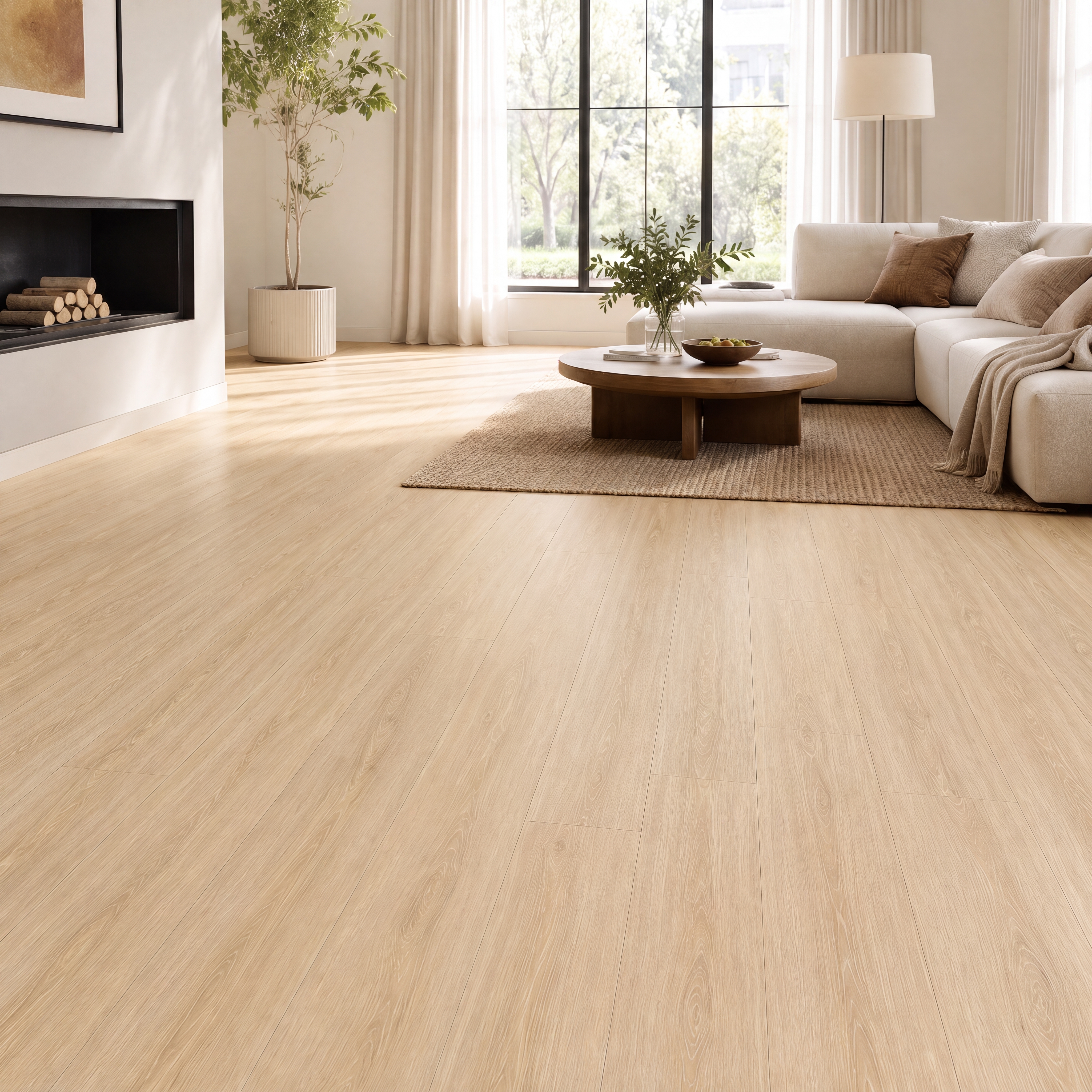 HDF Magnificent Light Oak Laminate Wood Floor 48 x 8 inch - 8 mm | LF 00320 | 25 Years Warranty AC4 Grade | 12 Hours+ Water Resistance | DIY Double Click Installation | Suitable For Living Room, Bedroom & Office | 10 Plank Variations