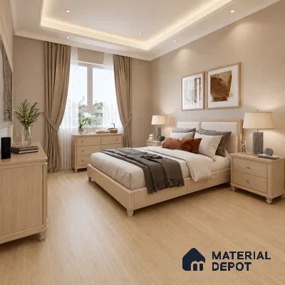 HDF Magnificent Light Oak Laminate Wood Floor 48 x 8 inch - 8 mm | LF 00320 | 25 Years Warranty AC4 Grade | 12 Hours+ Water Resistance | DIY Double Click Installation | Suitable For Living Room, Bedroom & Office | 10 Plank Variations