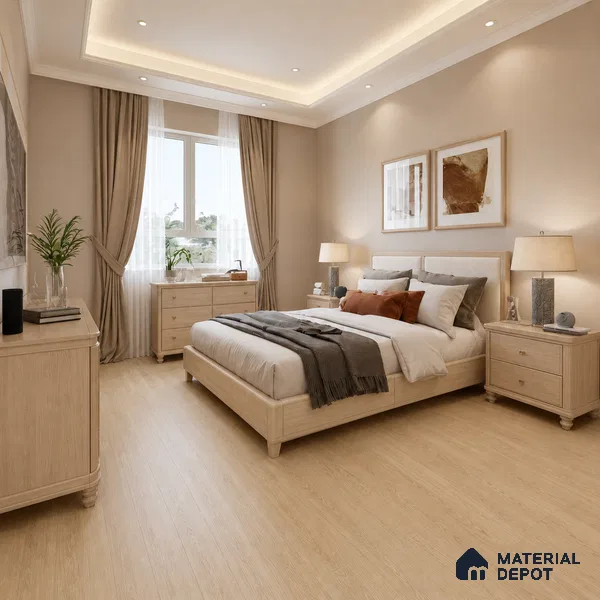 HDF Magnificent Light Oak Laminate Wood Floor 48 x 8 inch - 8 mm | LF 00320 | 25 Years Warranty AC4 Grade | 12 Hours+ Water Resistance | DIY Double Click Installation | Suitable For Living Room, Bedroom & Office | 10 Plank Variations
