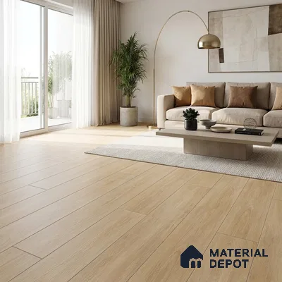 HDF Magnificent Light Oak Laminate Wood Floor 48 x 8 inch - 8 mm | LF 00320 | 25 Years Warranty AC4 Grade | 12 Hours+ Water Resistance | DIY Double Click Installation | Suitable For Living Room, Bedroom & Office | 10 Plank Variations