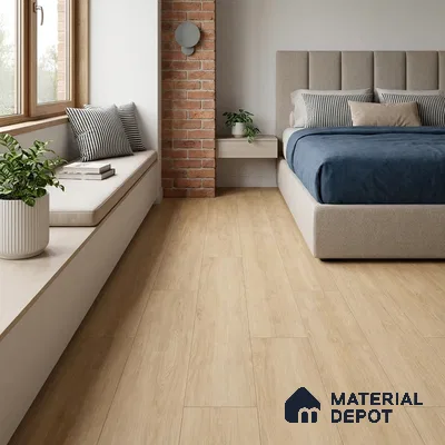 HDF Magnificent Light Oak Laminate Wood Floor 48 x 8 inch - 8 mm | LF 00320 | 25 Years Warranty AC4 Grade | 12 Hours+ Water Resistance | DIY Double Click Installation | Suitable For Living Room, Bedroom & Office | 10 Plank Variations