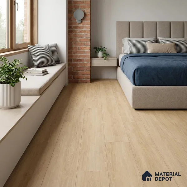 HDF Magnificent Light Oak Laminate Wood Floor 48 x 8 inch - 8 mm | LF 00320 | 25 Years Warranty AC4 Grade | 12 Hours+ Water Resistance | DIY Double Click Installation | Suitable For Living Room, Bedroom & Office | 10 Plank Variations