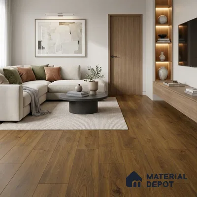 HDF Laminate Wood Floor AC4 Grade LF 00321 E Majestic Quattro Walnut 48 x 8 inch (1217x196 mm) - 8 mm | Aqua Protect 12 Hours Water Resistance | 20 Years Warranty | Anti Static and Stain Resistant | Straight Edge | Wood Embossed Surface | Uniclic Installation | 10 Plank Variations