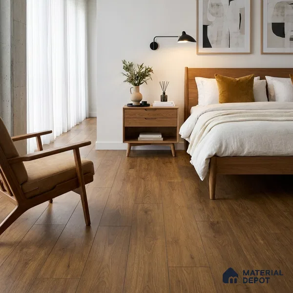 HDF Laminate Wood Floor AC4 Grade LF 00321 E Majestic Quattro Walnut 48 x 8 inch (1217x196 mm) - 8 mm | Aqua Protect 12 Hours Water Resistance | 20 Years Warranty | Anti Static and Stain Resistant | Straight Edge | Wood Embossed Surface | Uniclic Installation | 10 Plank Variations