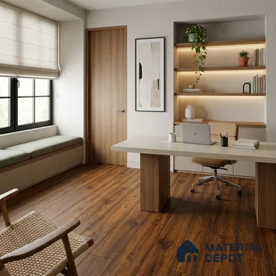 HDF Stretto Walnut Laminate Wood Floor 48 x 8 inch - 8 mm | LF 00321 F | 20 Years Warranty AC4 Grade | 12 Hours+ Water Resistance | DIY Uniclic Installation | Suitable For Living Room, Bedroom & Office | 10 Plank Variations